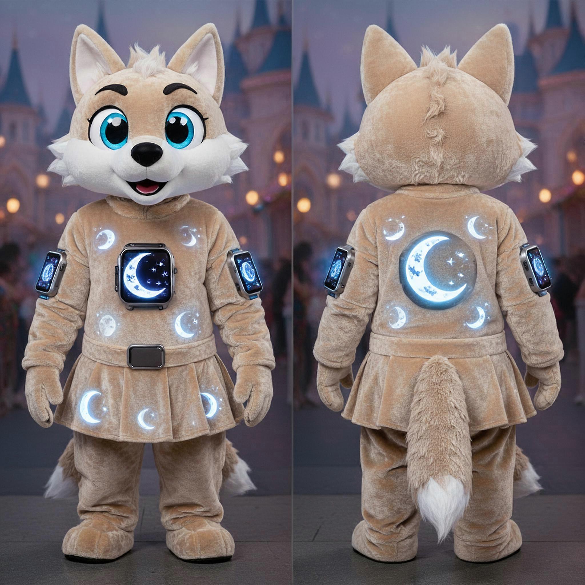 MASTICOT Beige Fluffy Wolf Say Wolf Mascot
