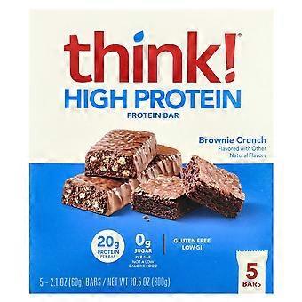 2 x Think !, High Protein Bars, Brownie Crunch, 5 Bars, 2.1 oz (60 g) Each