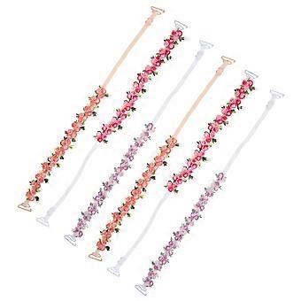 Flower Embroidered Shoulder Straps for Bra Use Replacement 3Pairs Lace Multi