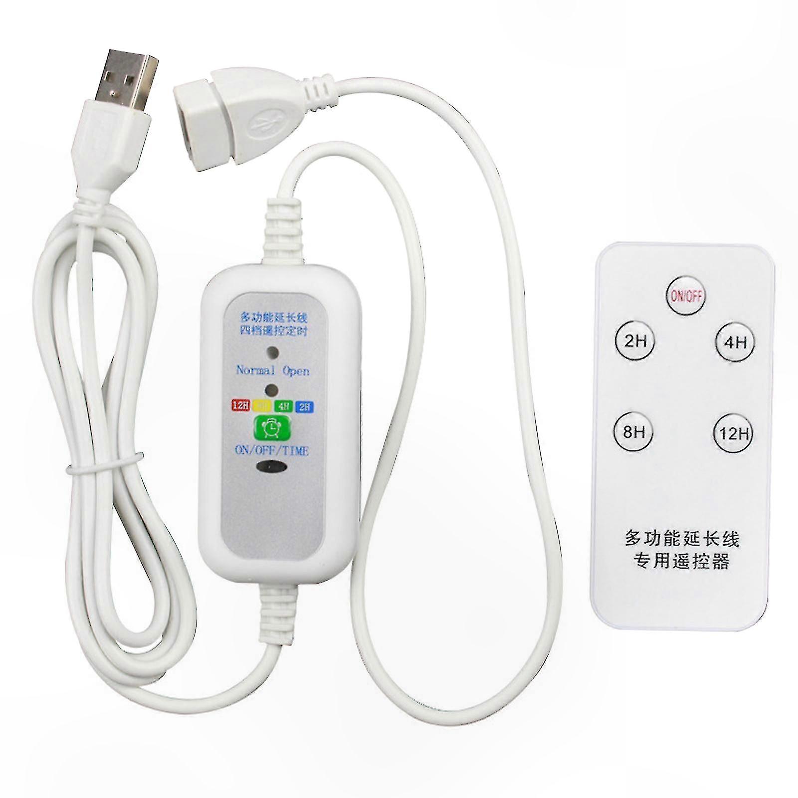 USB Extension Cable with Timer Switch, 1.5m Length, 5V Power Supply, Remote Control Timing Function for 2-12 Hours