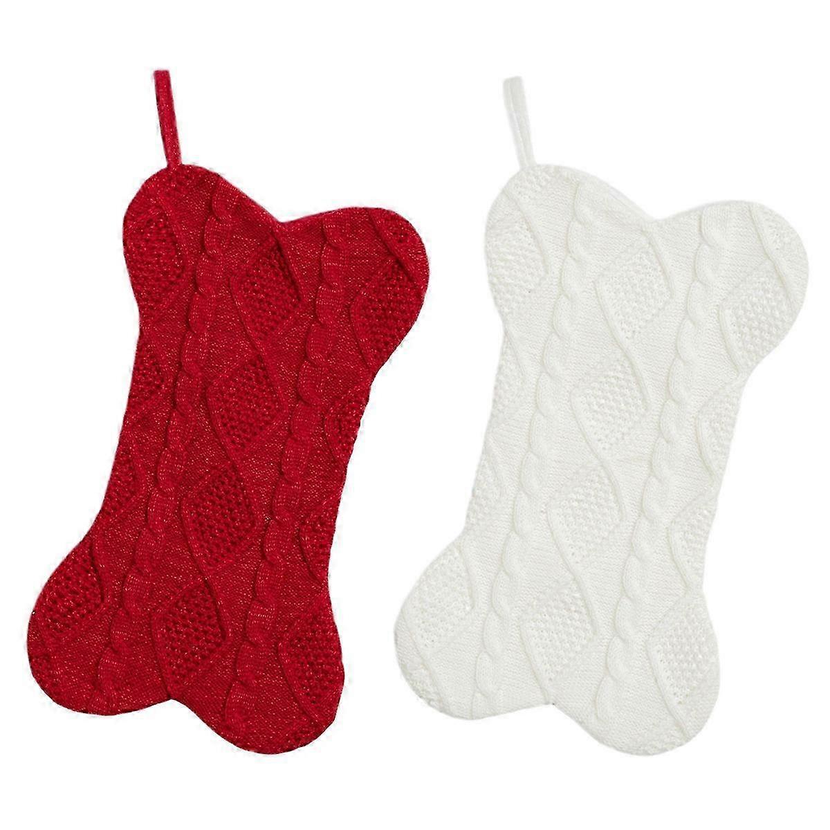 Knitted Bone Shape Pet Holiday Stocking