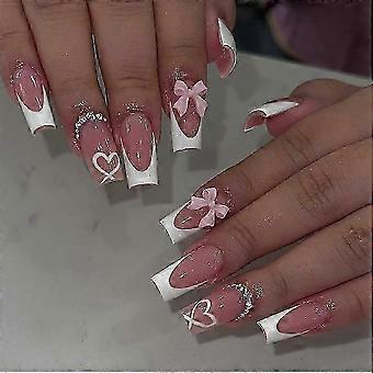 French Tip Coffin Ballerina Acrylic Nail Set