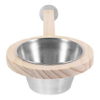 Birdcage Feeder Bird Food Bowl for Feeding Basin with Wood Perch