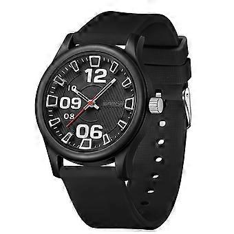 Stylish, minimalist student quartz watch featuring color-block paneling and water resistance. All Black