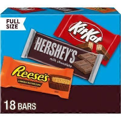 Hershey's Full Sized Candy Bars Variety Pack, Reese's, Kit Kat, Hershey's, 18 ea