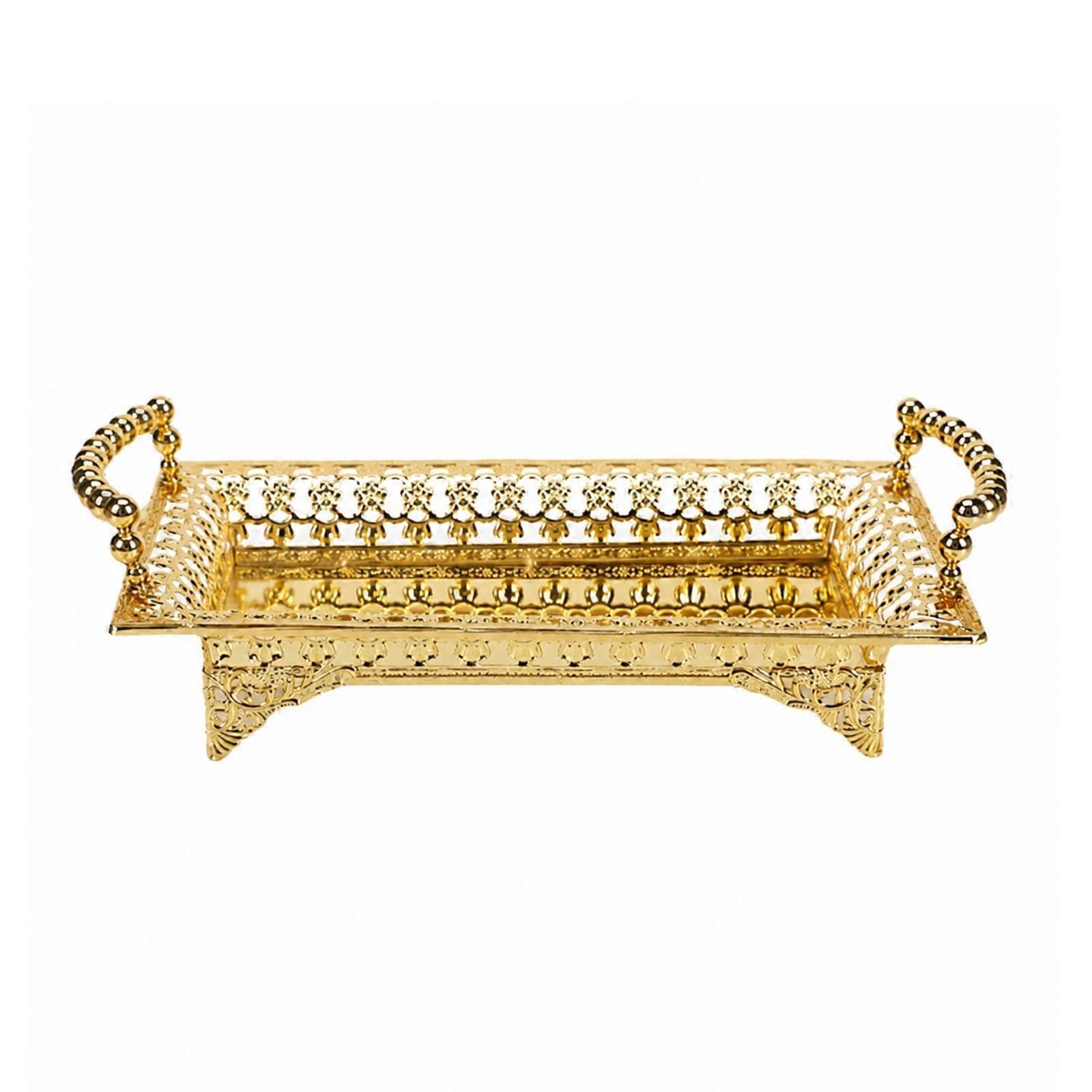 Rectangular Iron Tray Electroplated Iron Serving Tray Ornate for Dining Table,
