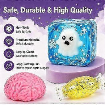 8Pcs Spooky SlowRise Halloween Squishy Fidget Toys Set - Stress Relief Squeeze Toys Gift Box, Sensory Novelty Party Favors for Kids & Teens_zym1#X1
