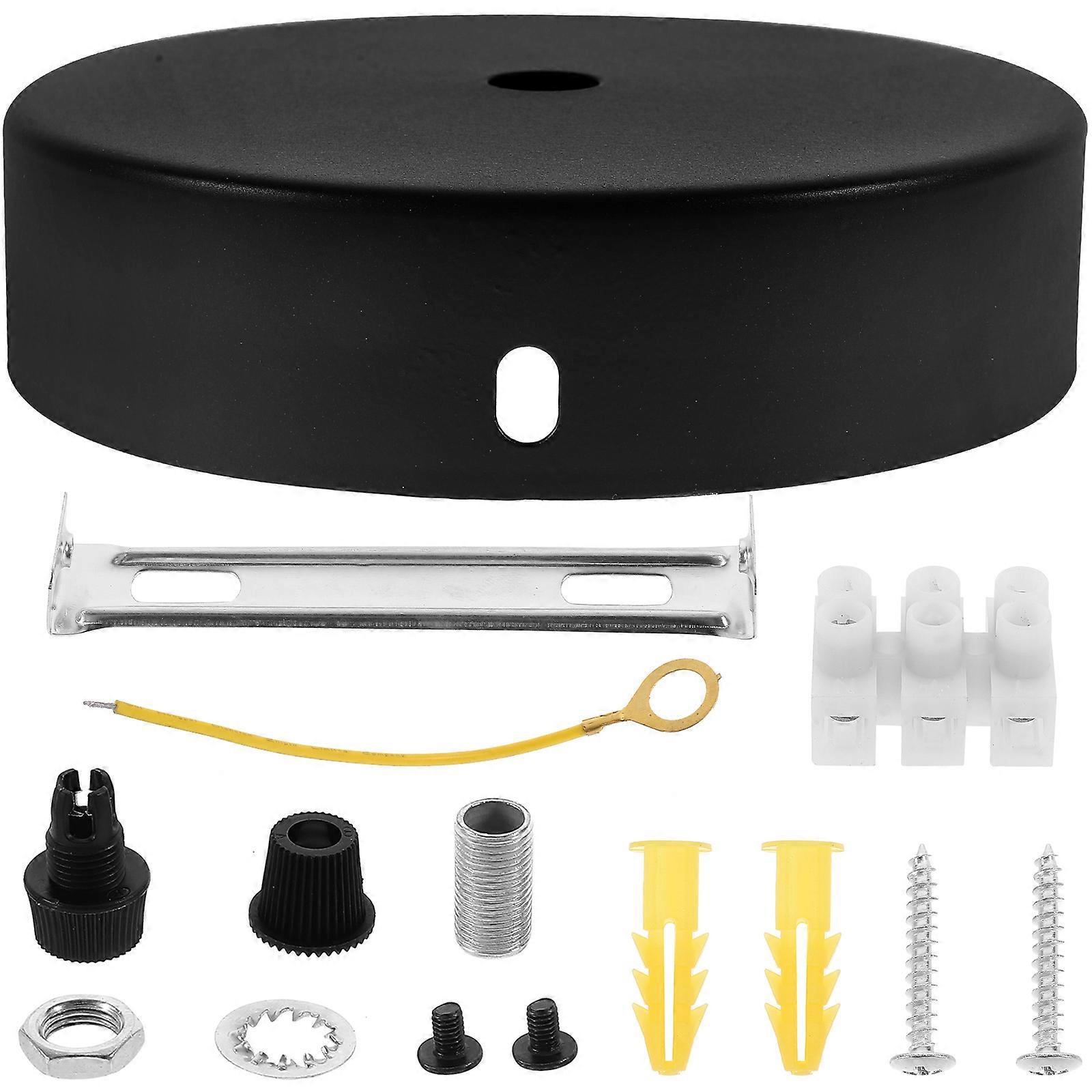 Light Fixture Mounting Plate Iron compatible with Ceiling Cover Black 4Sets