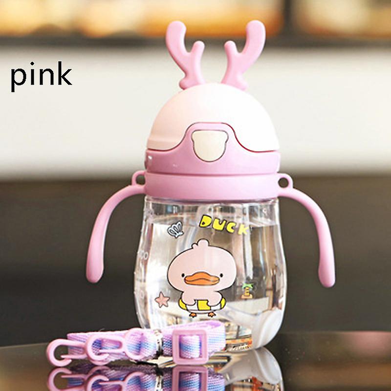 Cute Baby Glass With Handle Kettle Elastic Tube No Spill No Break No Drop 370ml