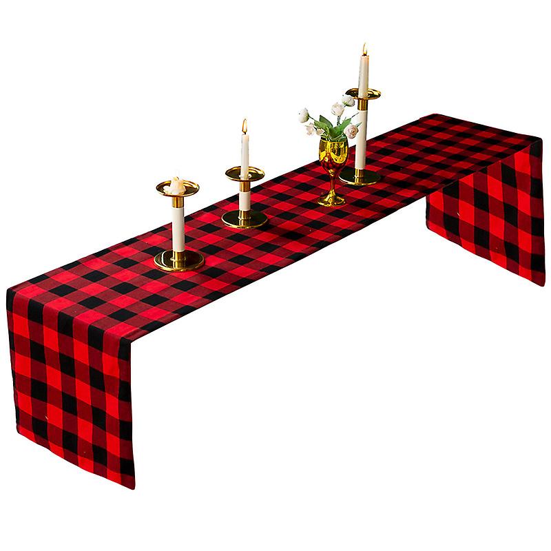 Double Checkered Table Flag Decoration Christmas Day Home Color Woven Table Runner
