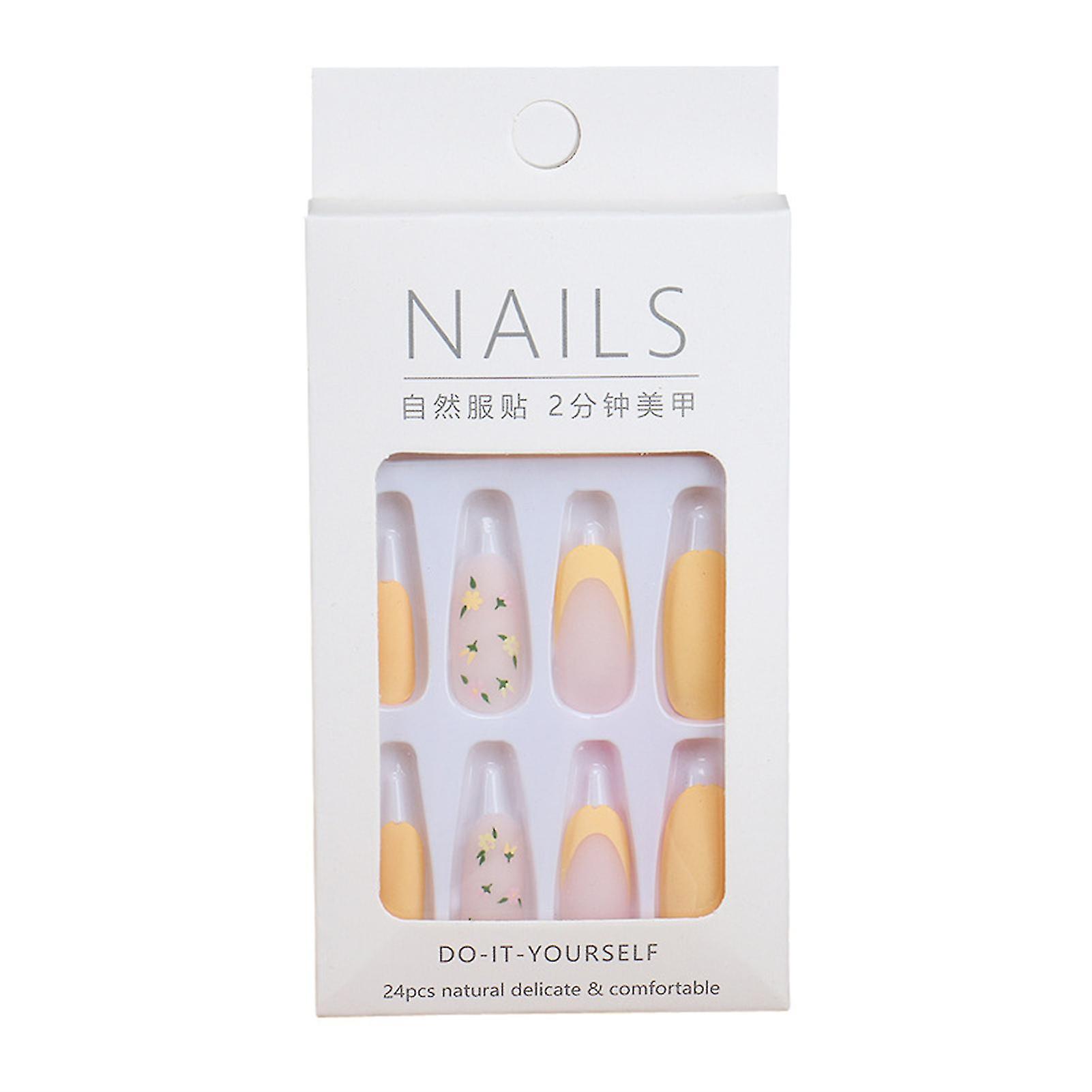 24pcs French Manicure Artificial Nails Popular Long Press-on Nails For Professional Nail Salon