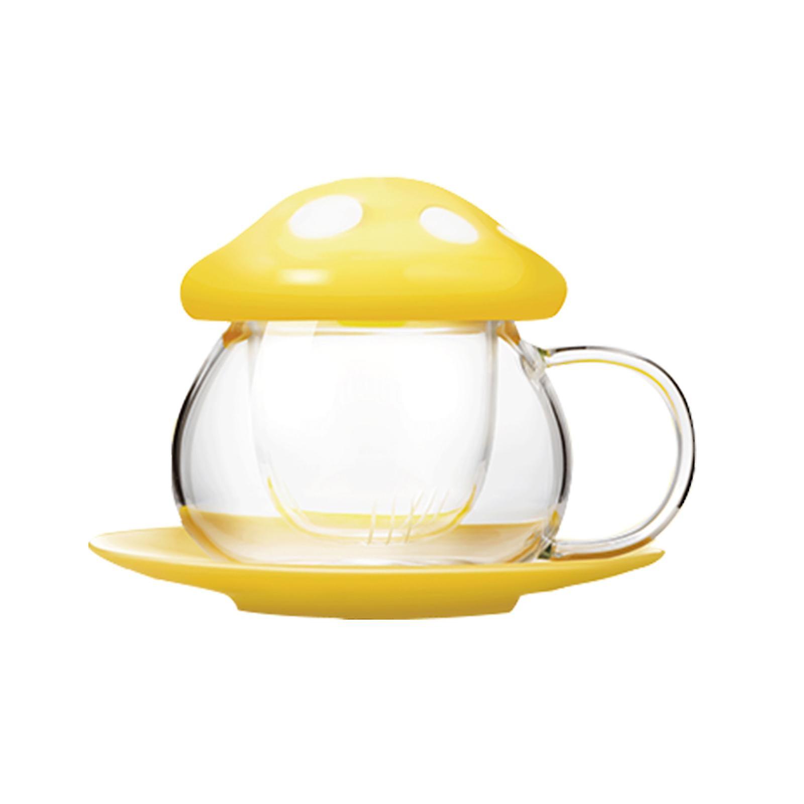 Belle tasse de café en verre de théase en verre de champignon avec écran filtrant fille mère cadeau kawaii théière 10 onces