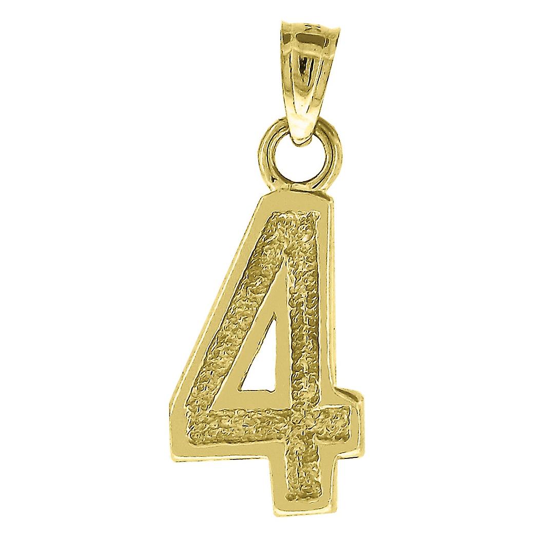 10Kゴールドユニセックス4 4 4 高さ 22.6mm X 幅 8.9mm スポーツゲーム番号チャームペンダントネックレス-女性用ペンダント
