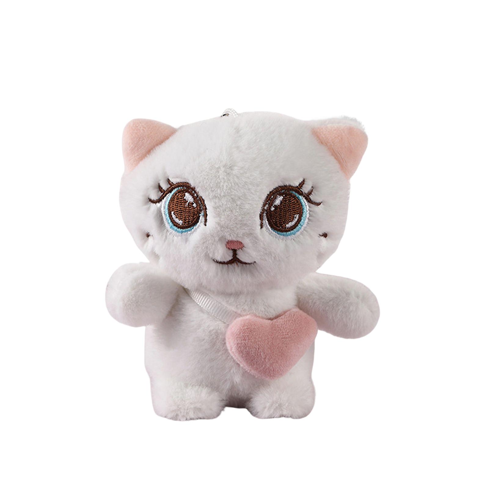 11cm Cat Plush Dolls Keychain 3 Color Choose Gray Pink White Suitable For Schoolbag Crossbody Bag