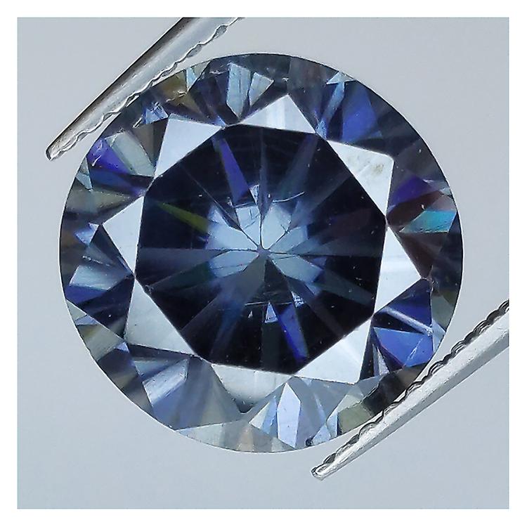 Moissanita Gris Talla Redonda 4.70ct awo36