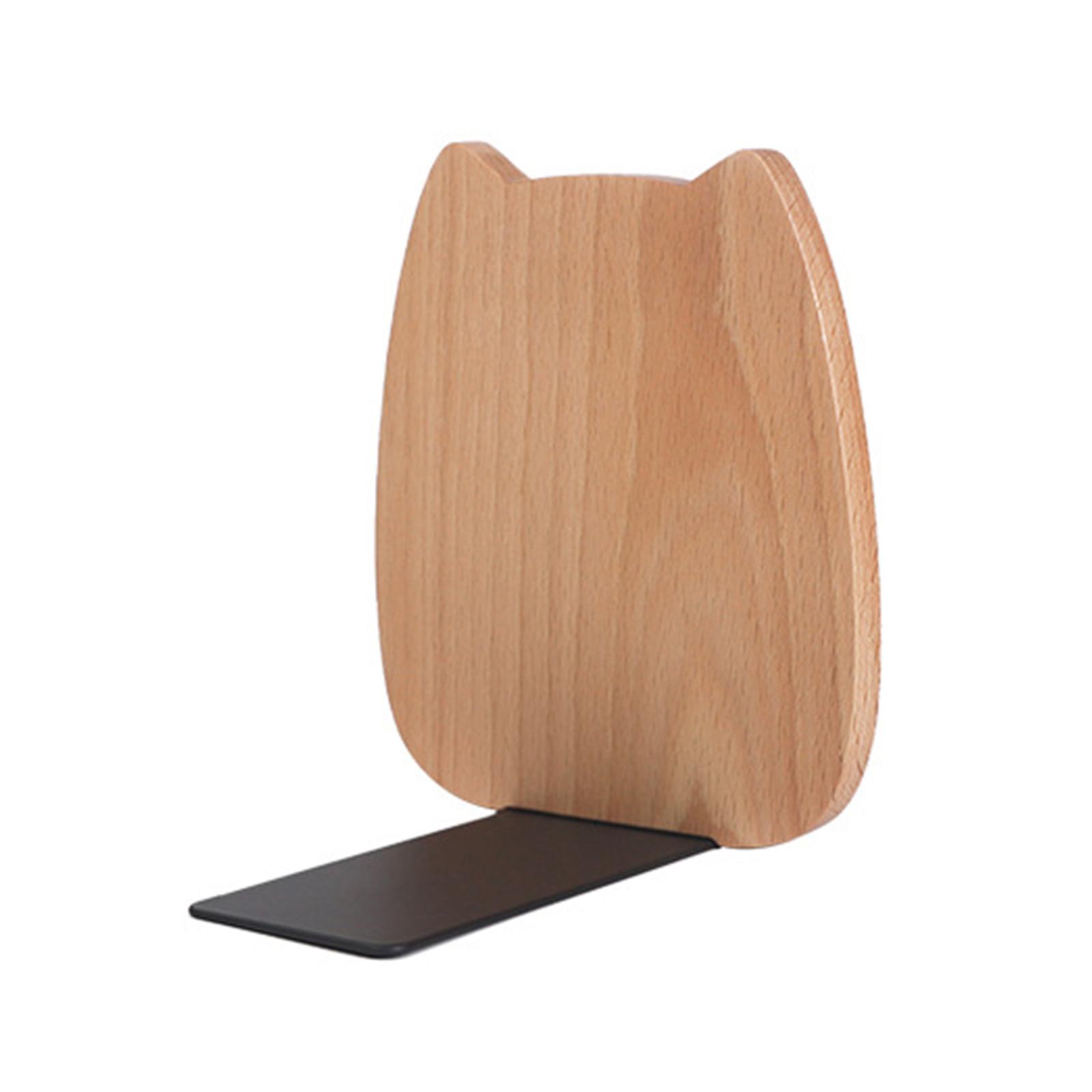 Table Magazines Holder Wooden Bookend Anti-slip for Shelf 4.5''L x 3.9''for W x