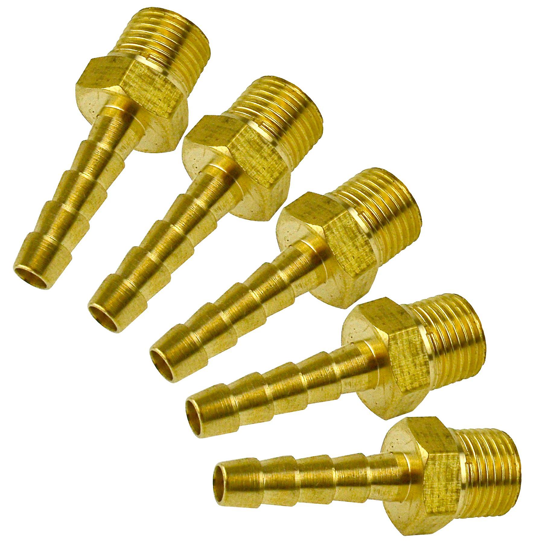 1/8" BSP Male Thread Hose Tail 3/16" Pipe Connector Fitting Brass 5 PACK FT087