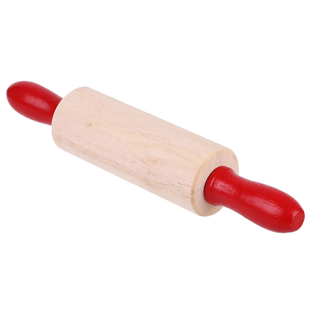Daily Bake Small Durable Natural Wood Rolling Pin Contoured Handles 20x3.7cm