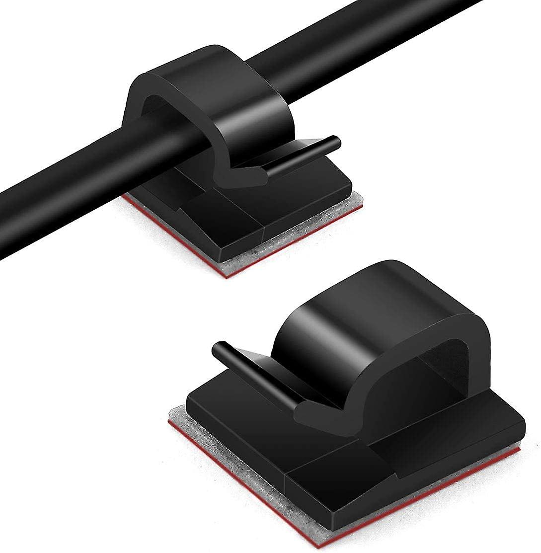 20PCS Black Self-Adhesive Cable Clamps for Outdoor Light Cables, Cable Management Hooks, Durable and Neat Organization