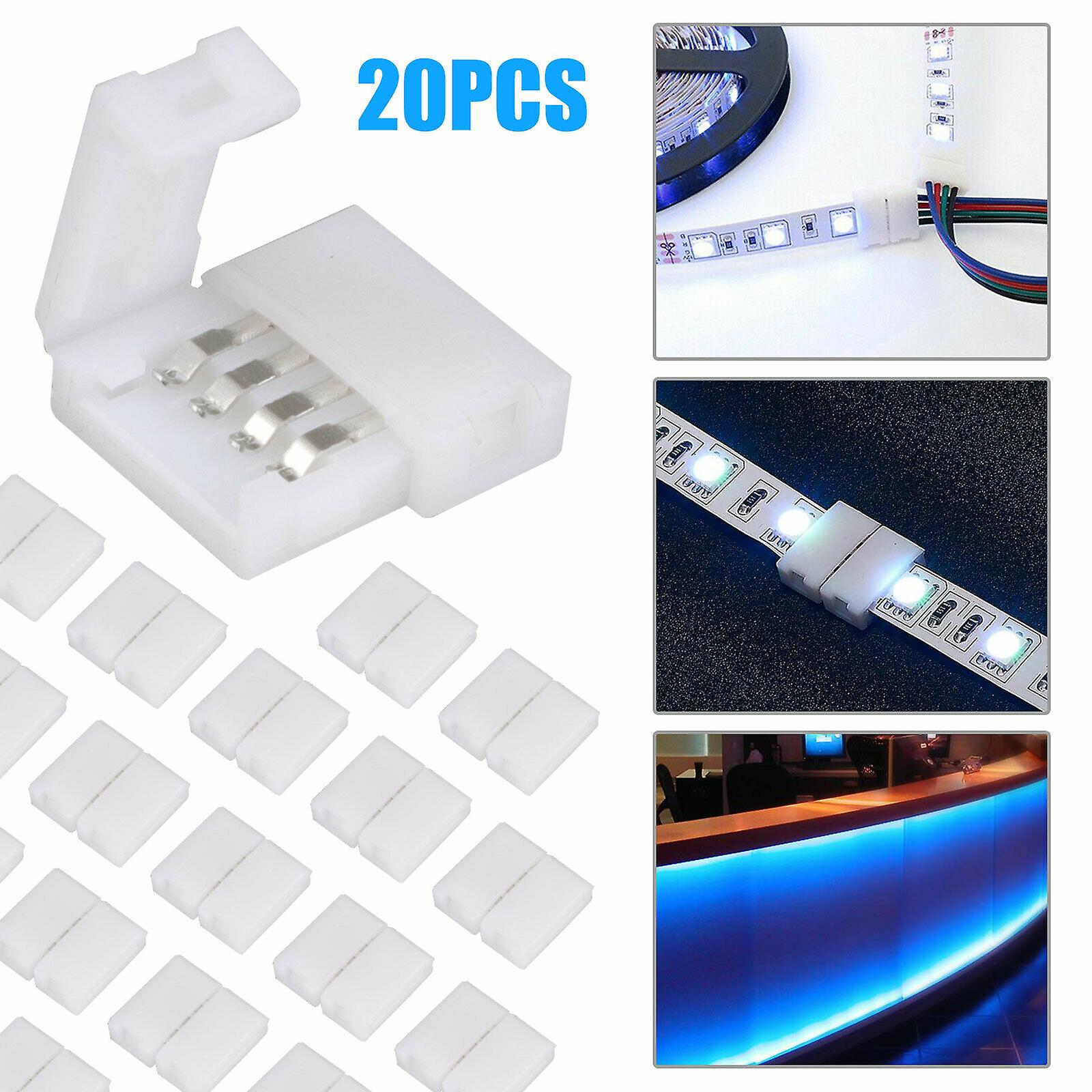 20PCS 4pin Connector Adapter Cable Clip-on Solderless 5050 RGB LED Strip Light