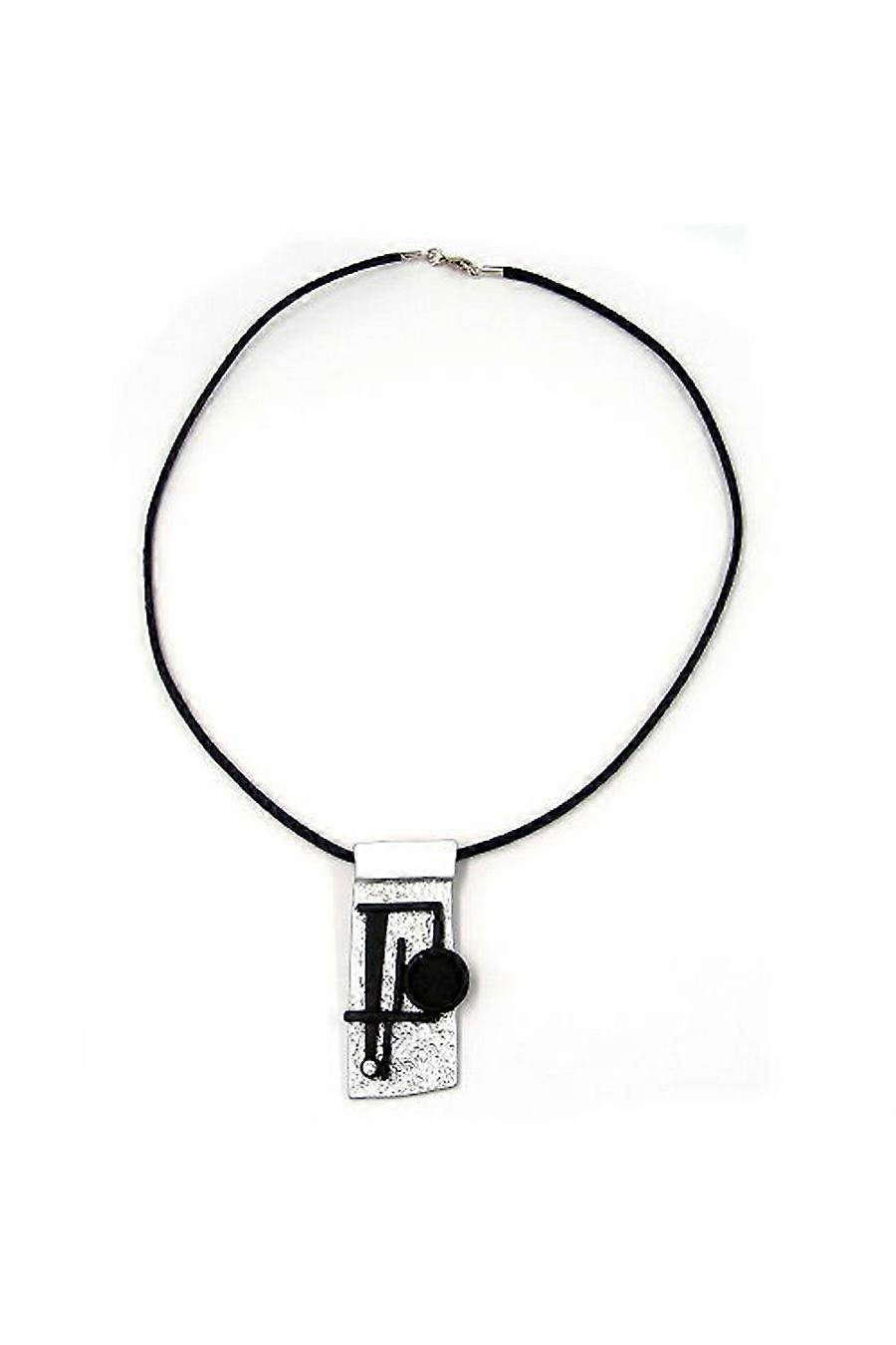 Necklace Square Silver-black 50cm - Gl00508