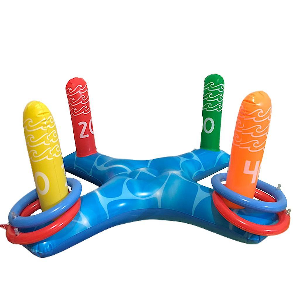 Inflatable Pool Ring Toss Games with 4 Rings Cross Ring Toss Game Pool Toys Party Favors for Kids and Adults