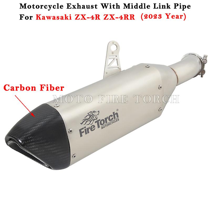 Motorrad Auspuff anlage Kohle faser Schall dämpfer mit mittlerem Verbindungs rohr für Kawasaki ZX-4R ZX-4RR zx4r zx4rr zx 4r 4rr 2023