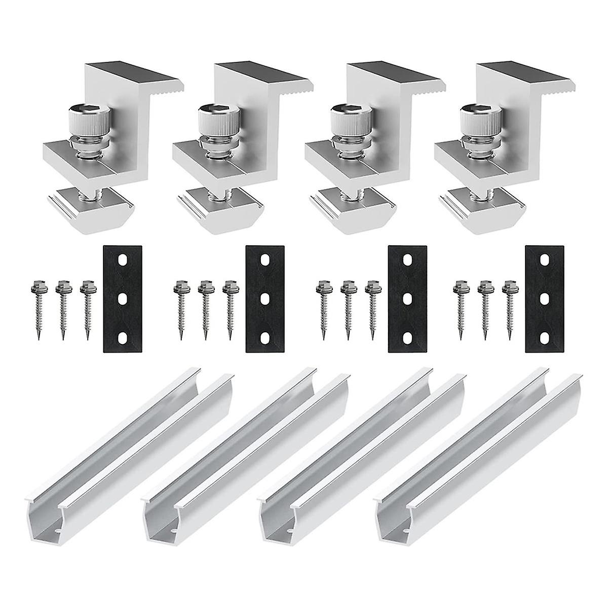 Solar Panel Bracket U-Rail Roof Rail Connector Bracket Roof Mounting Kit Suitable for Metal Roof, F