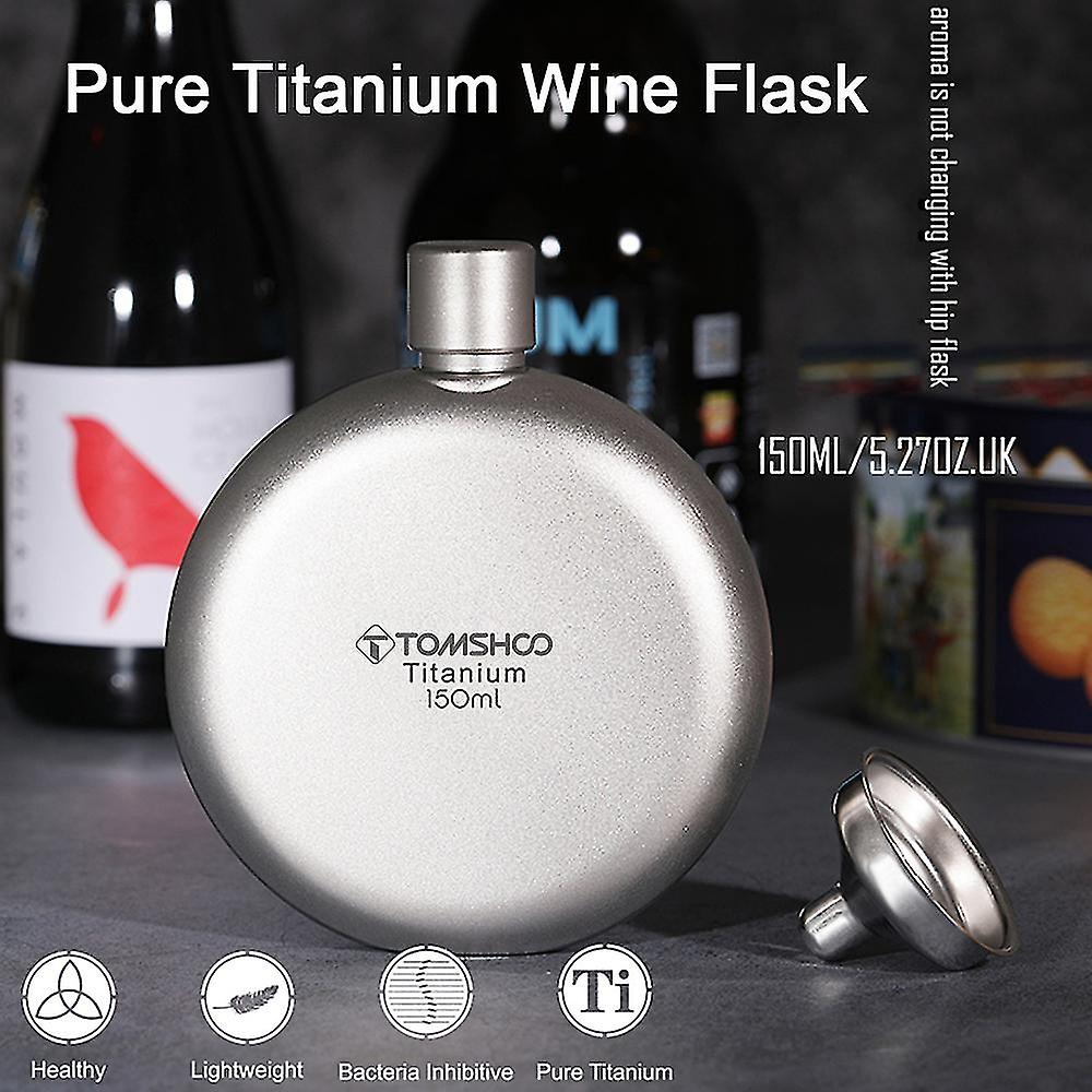 TOMSHOO 150ml Leakproof Titanium Flask Alcohol Whisky Wine Flask for Outdoor Camping Backpacking Tra