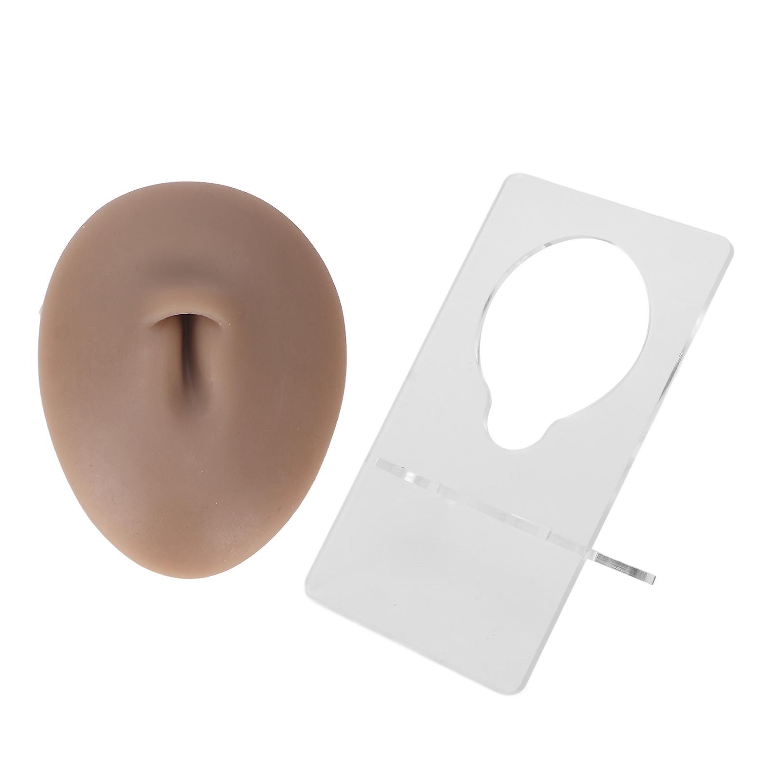 Silicone Belly Model 3D Piercing Practice Acupuncture Display Soft Belly Button Model for Teaching Dark Skin Color