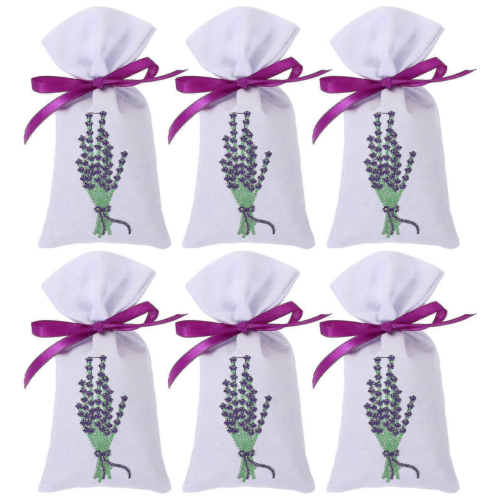 6 pcs Organic Natural Lavender Sachets Bag Portable Flower Candy Bags for Women Use Only Bag Without Spice and Candy (Random Style)