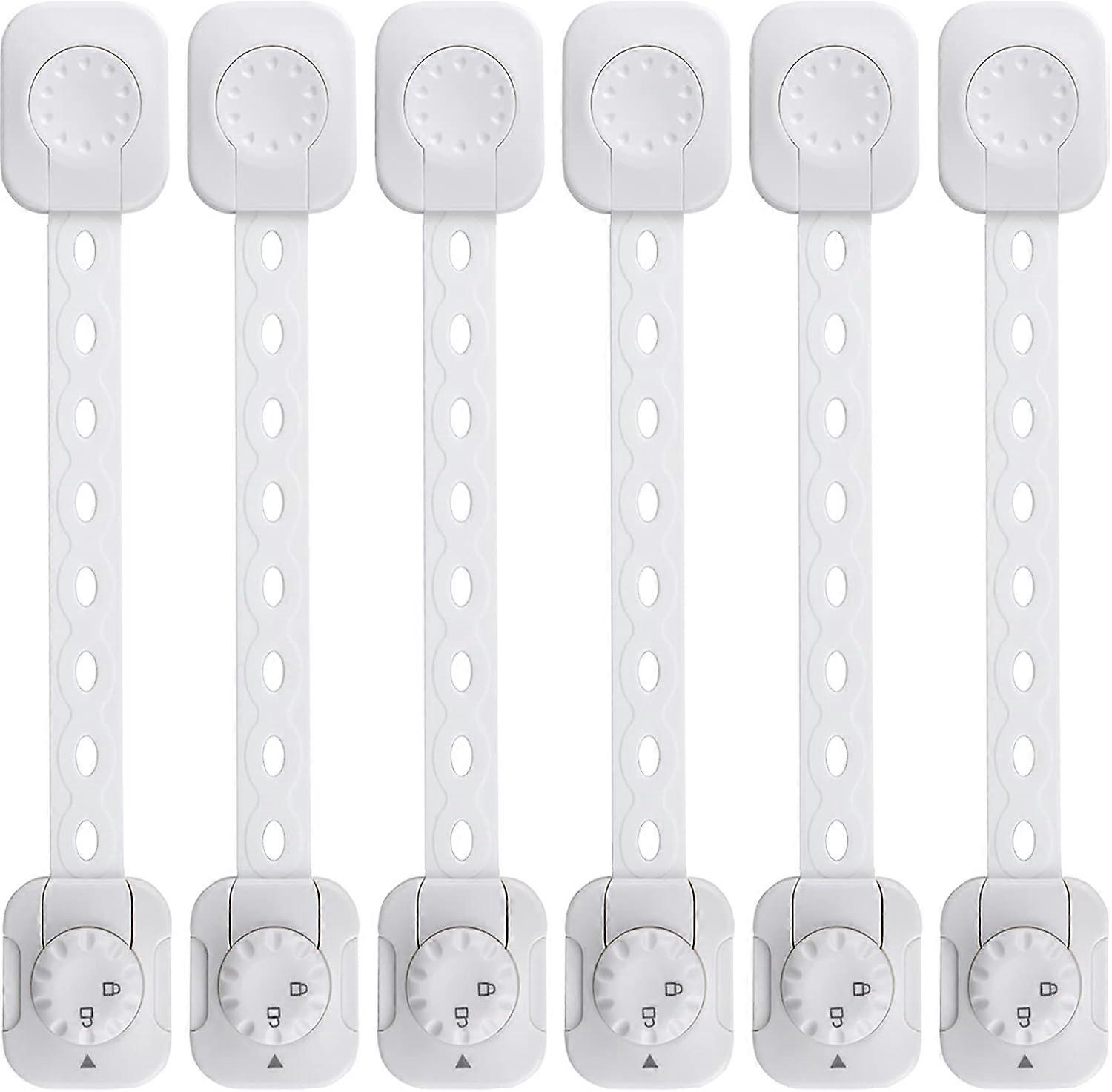 Baby Safety Lock(Improved), Set of 6 Child/Baby Cupboard Locking Latches, for Drawer, Fridge(White, No Tool Required)