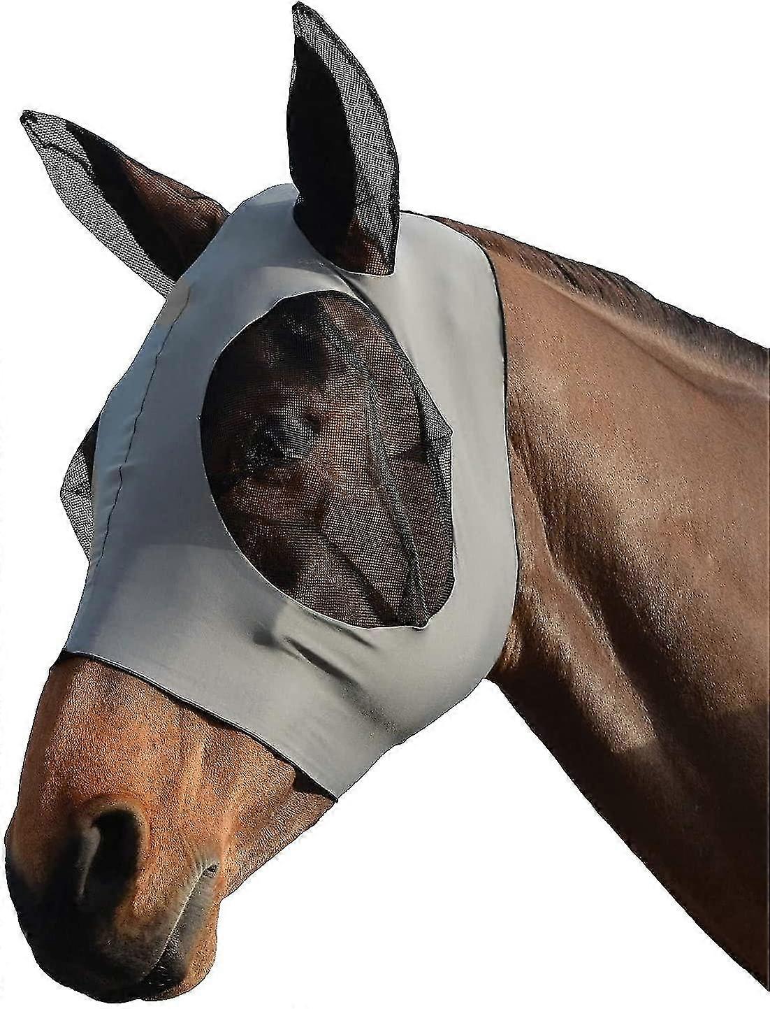 馬用フライマスク 馬用フライマスク 馬用フライマスク フライマスク 昆虫忌避剤 耳付きUV保護 (グレー)