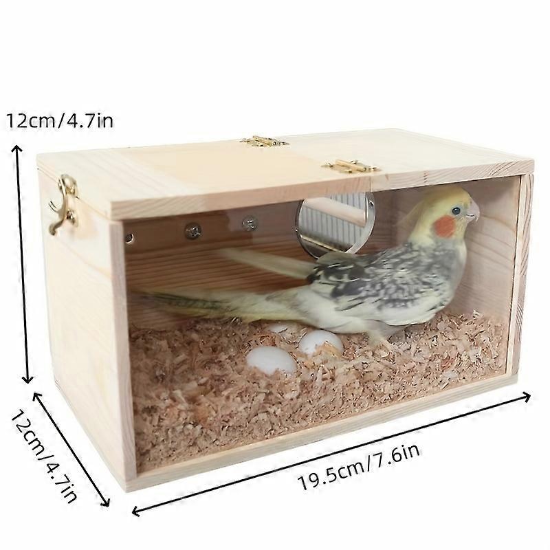 Wooden Parrot Breeding Nest Box With Transparent Viewing Window, Secure Hideaway, Hangable Bird House For Cage Or Garden Decor, Suitable For Parakeets