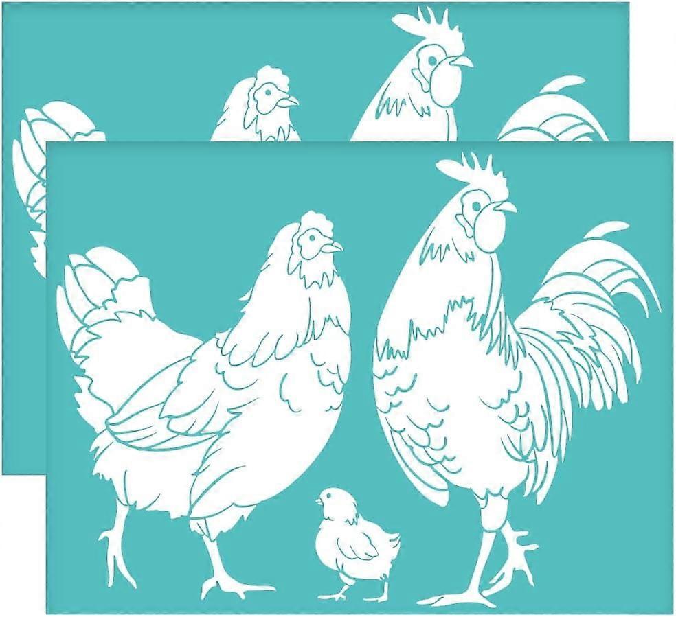 2Pcs 11x8.6 Inch Fooster Self-Adhesive Silk Screen Printing Stencil Hen Chicken Mesh Stencils Farm Theme Reusable Mesh Stencils Transfer for DIY T-Shi