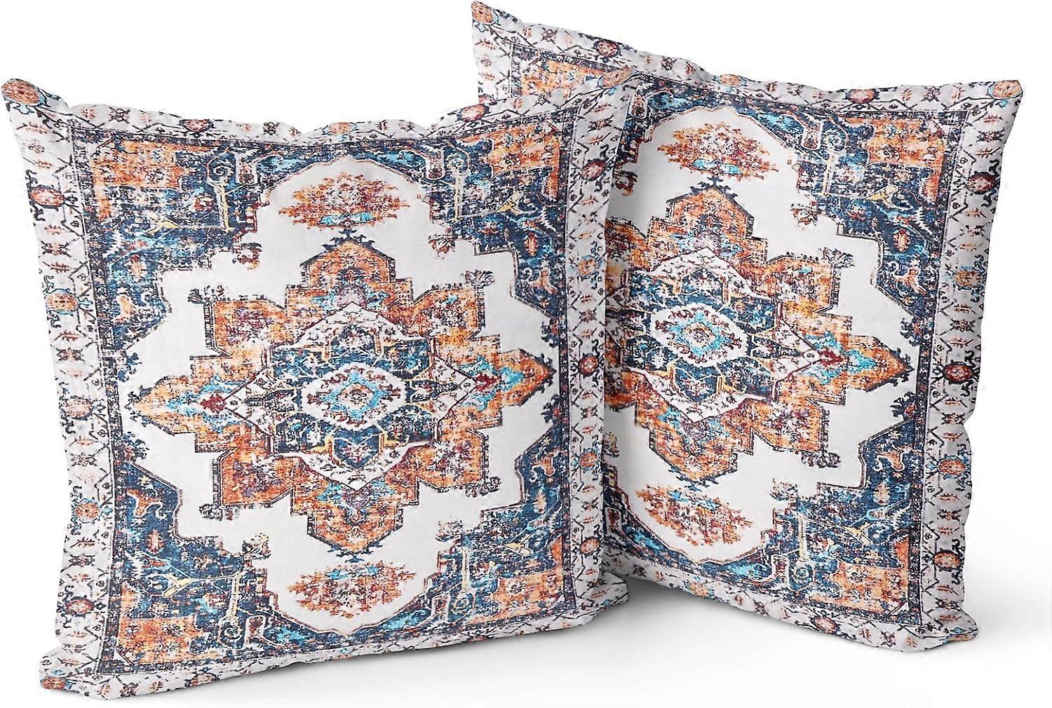 Boho Throw Pillow Covers 20x20 inch Set of 2 Monaco Rug Persian Carpet Double Sided Pattern Cotton Soft Pillow Case Cushion Cover Pillowcase for Couch