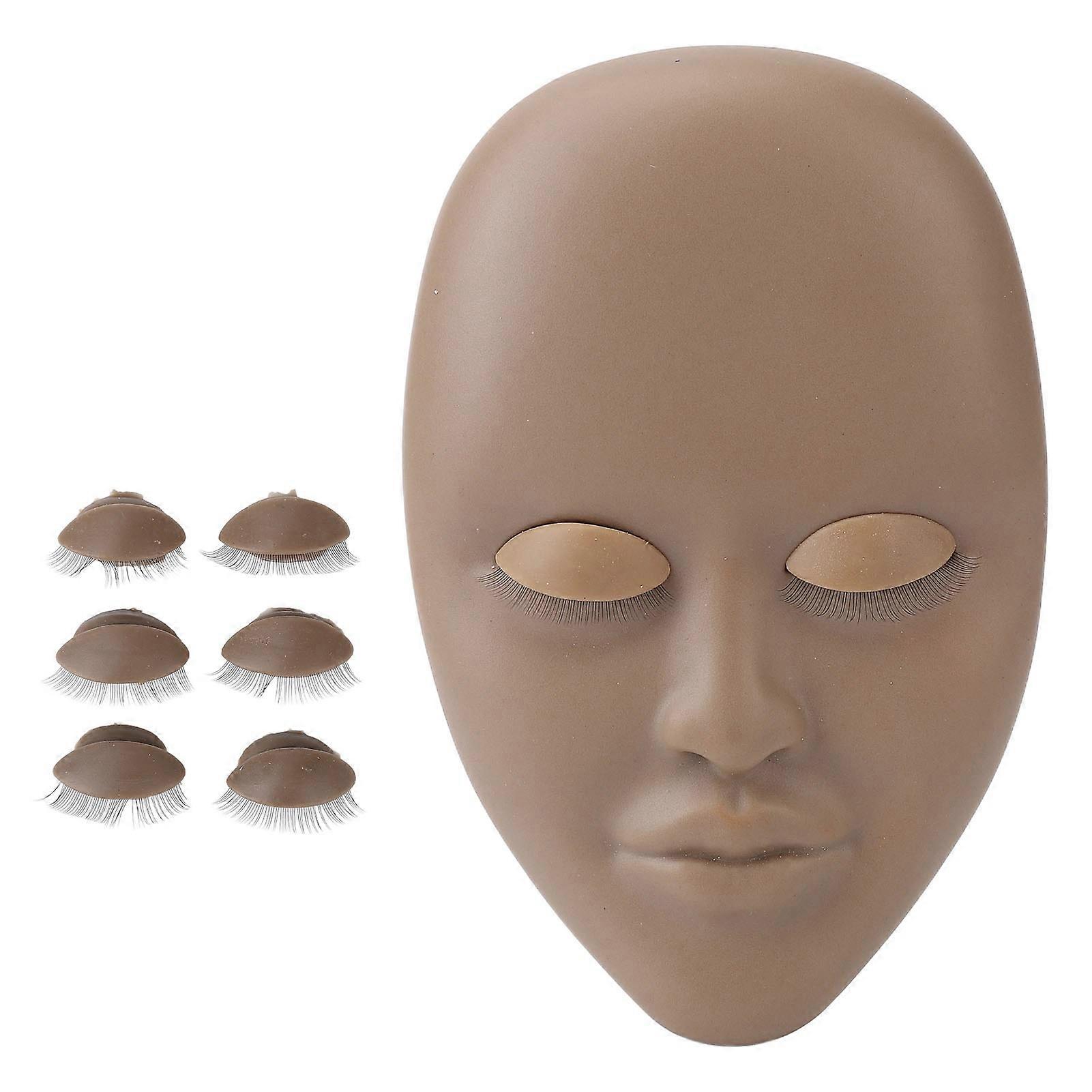 Lash Mannequin Head Eyelash Extension Practice Doll Head With 3 Pairs Replaceable Eyelid Single Layer Lashes Light Brown
