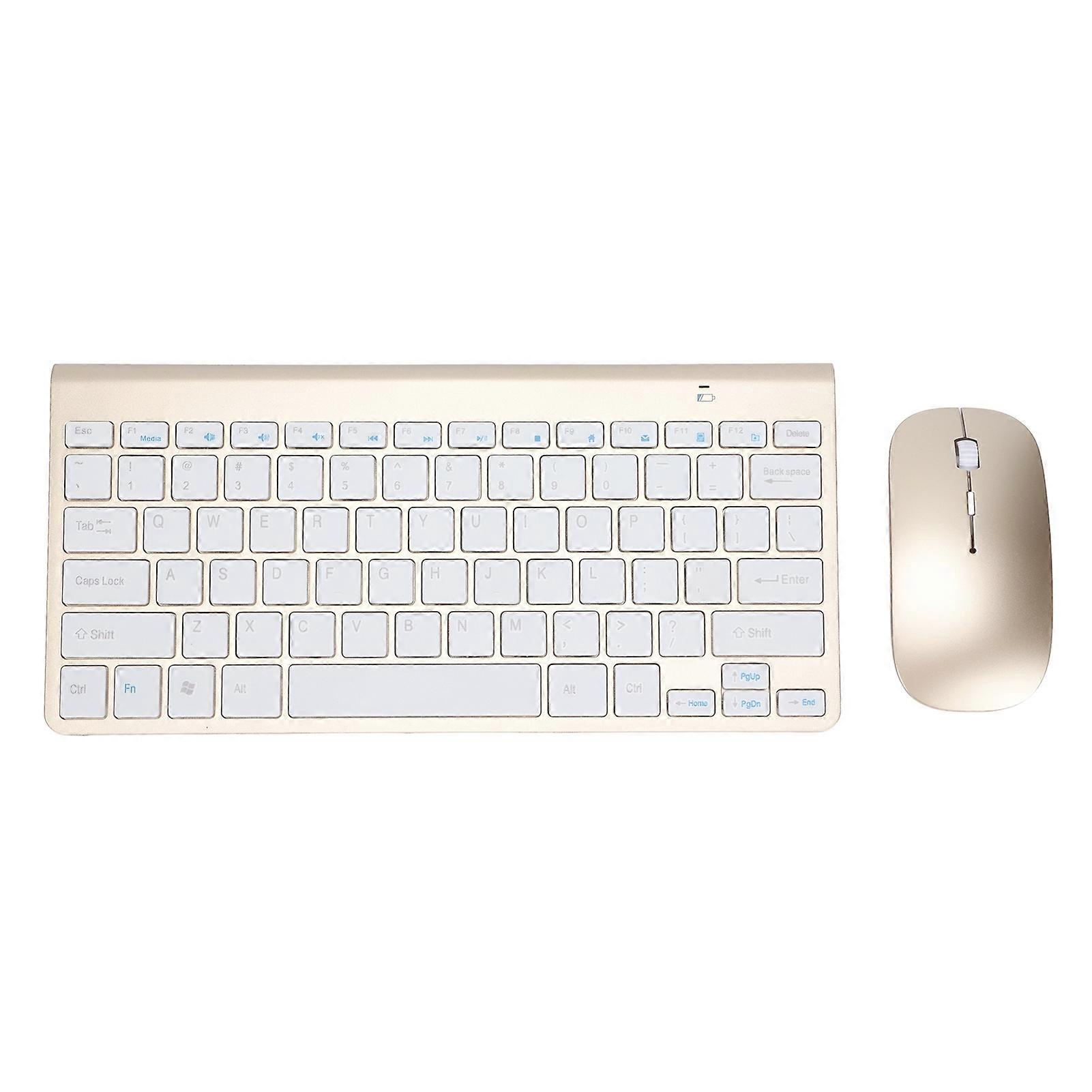 Keyboard Mouse Combo Wireless 2.4G USB Ultraslim Portable Ergonomic Wearproof Keyboard and Mouse for Notebook ComputerGold