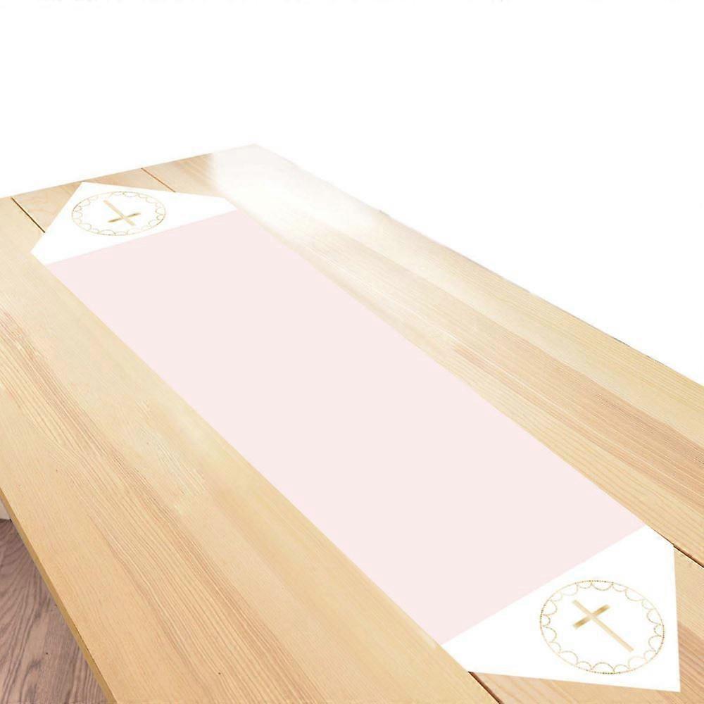 Pink Botanical Cross Table Runner | Girls Christening Baptism Communion 1.8m