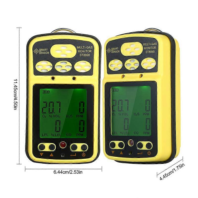 Professioneller Smart Sensor ST8990 Monitor Wiederaufladbarer 4in1 O₂ Lel Co H₂s Gasdetektor Tester Sensor mit Hintergrundbeleuchtungsalarm
