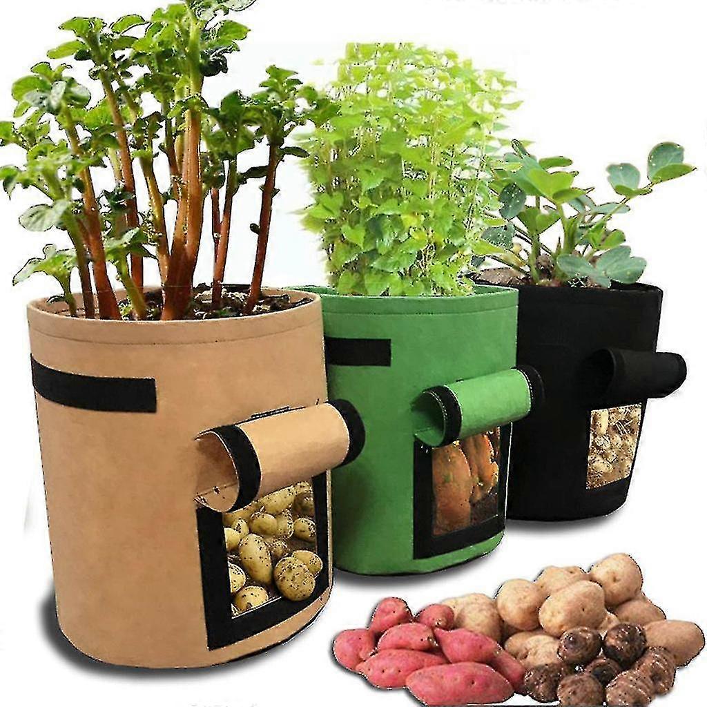 Lie 3pcs Plant Grow Bags Nonwoven Cloth Pot Gardening Vegetable,Potato Planter Bag