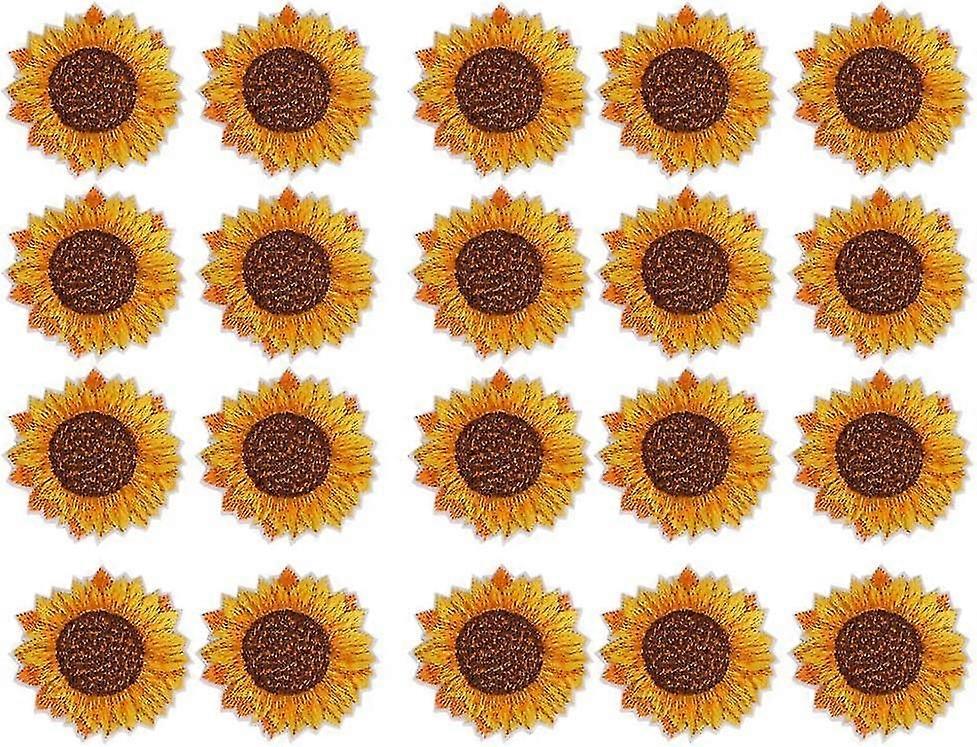 20pcs Embroidered Patch Diy Clothes Applique Sunflower Pattern Sew On Iron