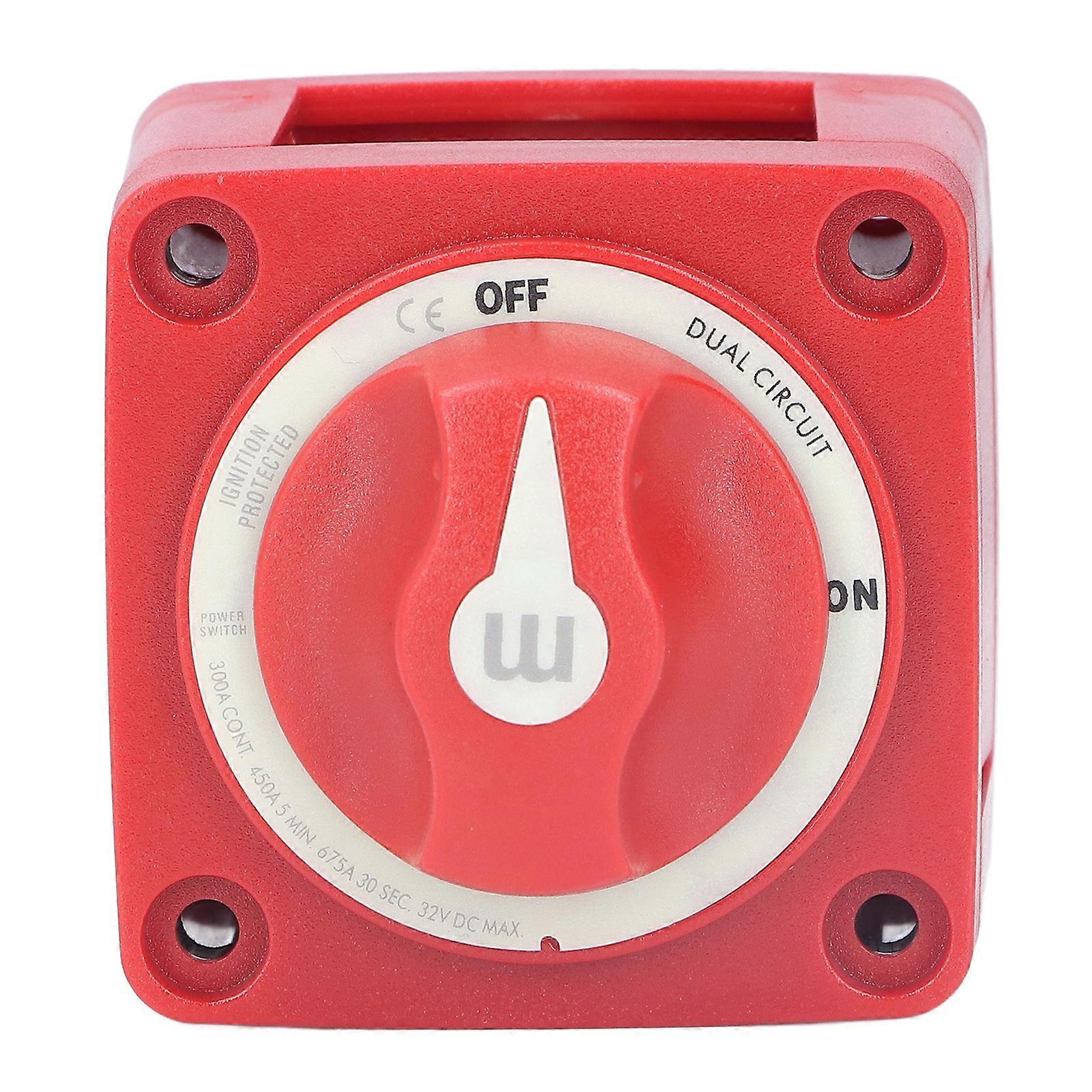 300A Battery Knob Switch Dual Circuit 4 Wires Ignition Protection Removable IP66 Waterproof for Yachts RVs