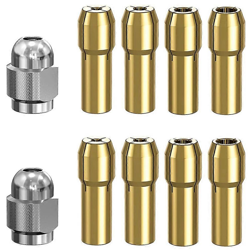 10Pcs Brass Collet for , Replacement 4485 Quick Change Rotary Drill Nut Tool Set with Two Metal Cha