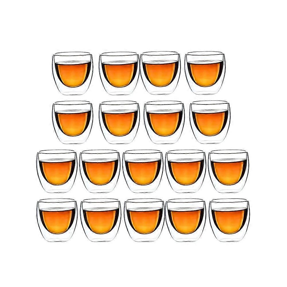 Teetassen Set mit 18 isolierten Espresso doppelwandigen Trinkgefäßen aus Schnapsglas Tassen und Untertassen