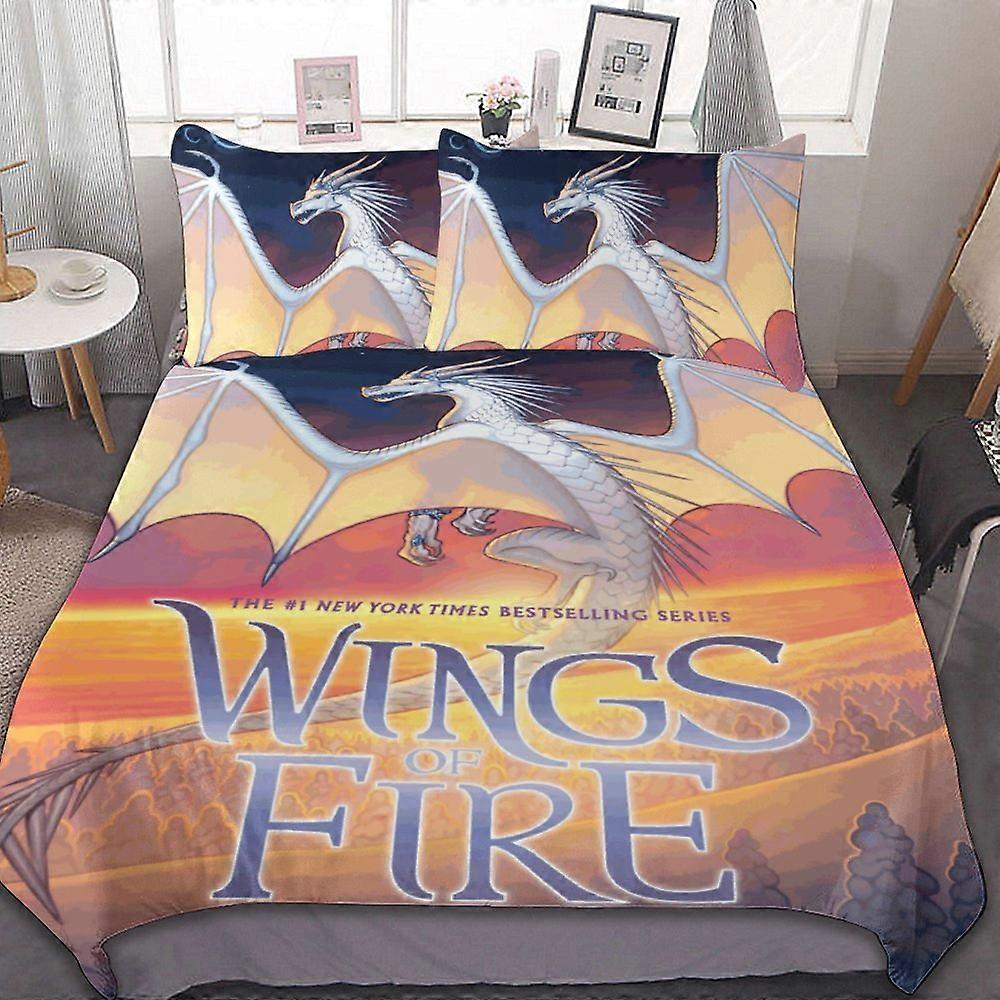 v114 Dragon Wings Of Fire Conjunto de Cama de 3 Peças Conjunto de Capa de Edredom Macio Quente e Confortável Conjunto de Cama Macia com 1 Capa de Edredom e 2 Fronhas para Quarto 