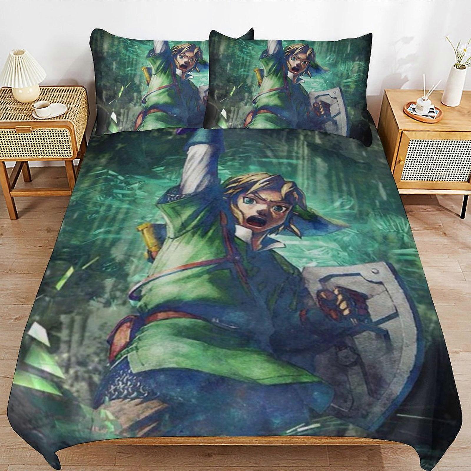 x30 The Legend of Zelda Comforter Set 3 Pieces Quilt Cover Set Soft Bedding Sets for All Seasons (1 Comforter 2 Pillowcases) hb30