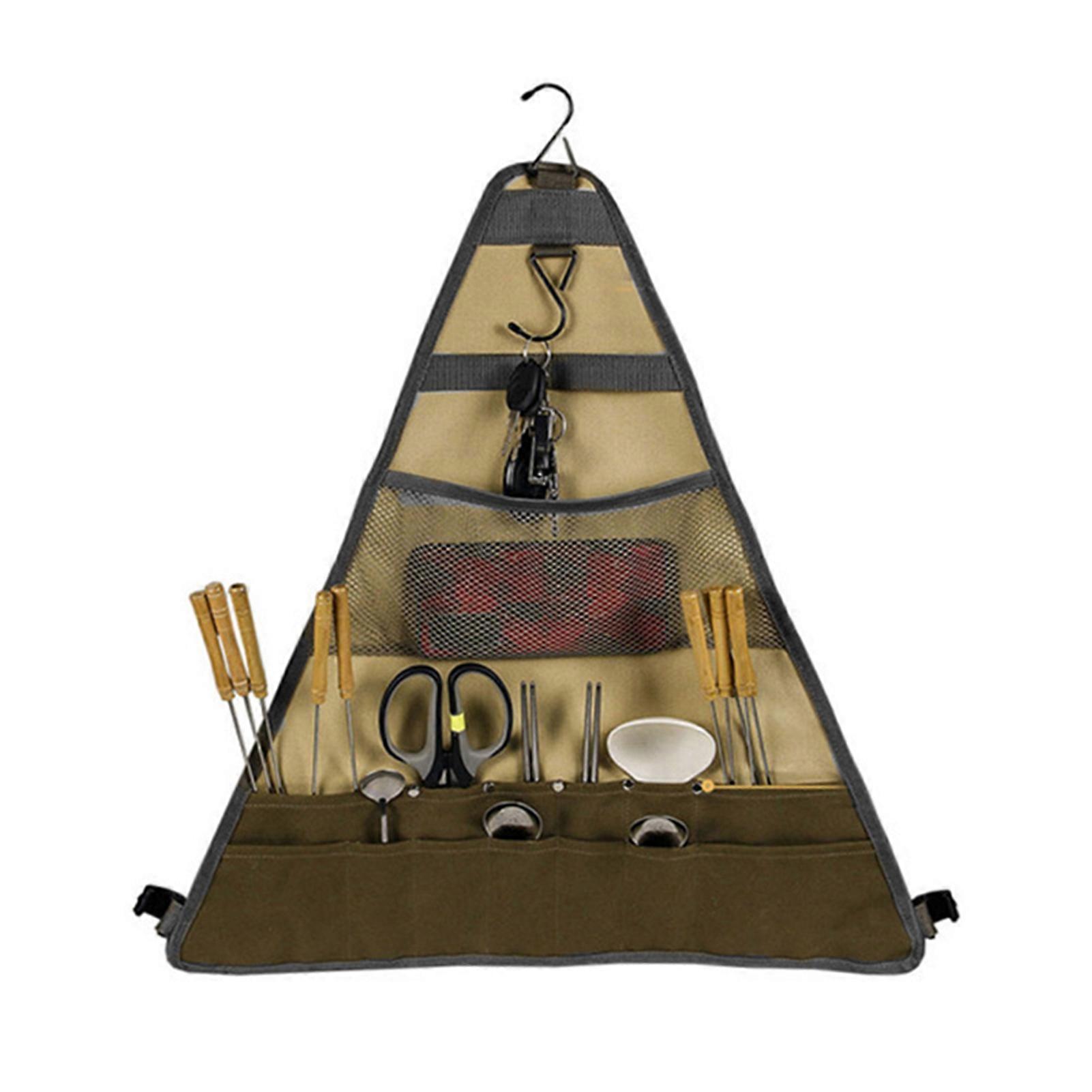 Portable Camping Tableware Bag Mulitfunctional Picnic Cutlery Roll Hanging Flatware Organizers For