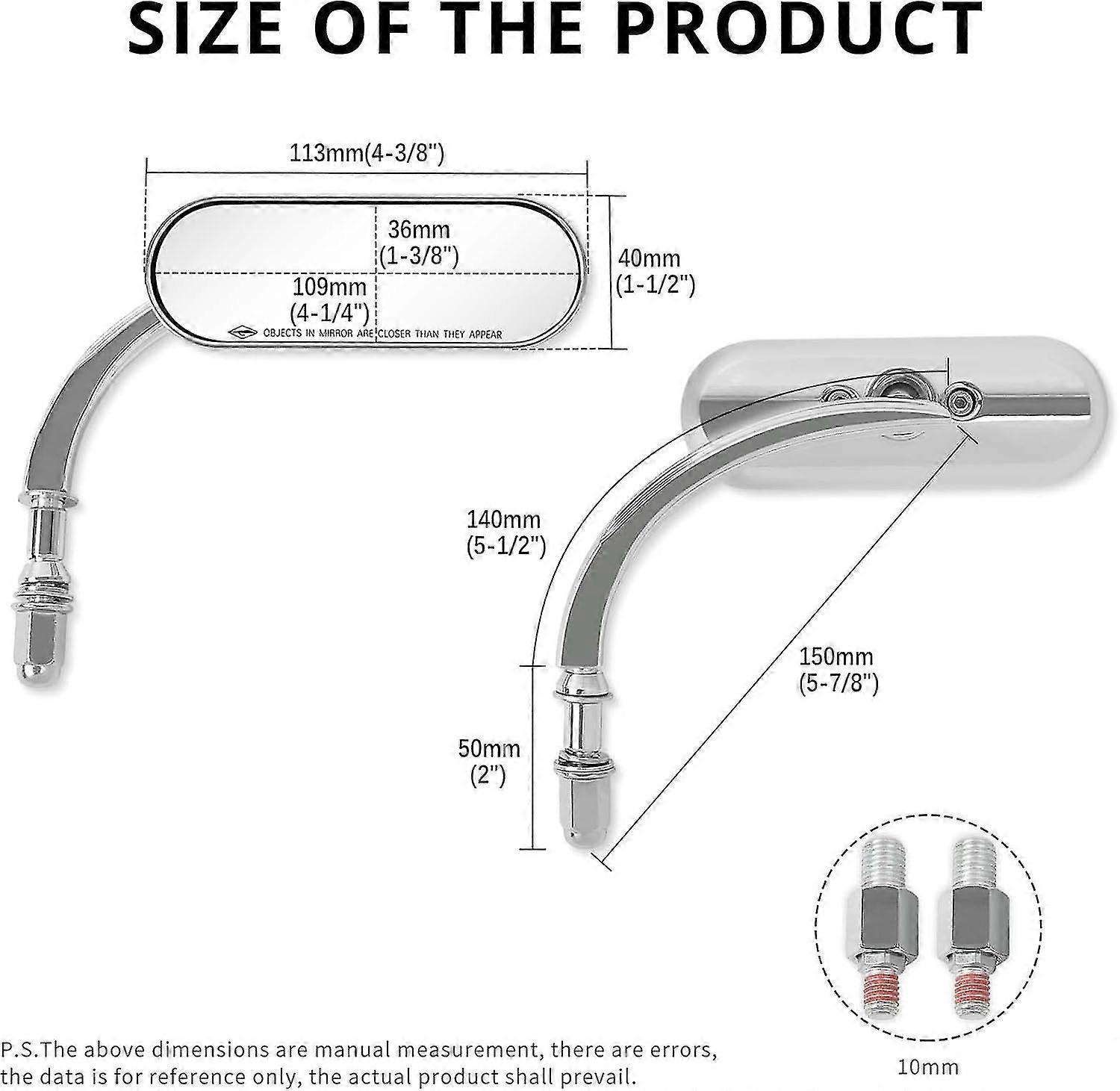 Chrome Motorcycle Round Sportster Mirrors Rear View Compatible With ...