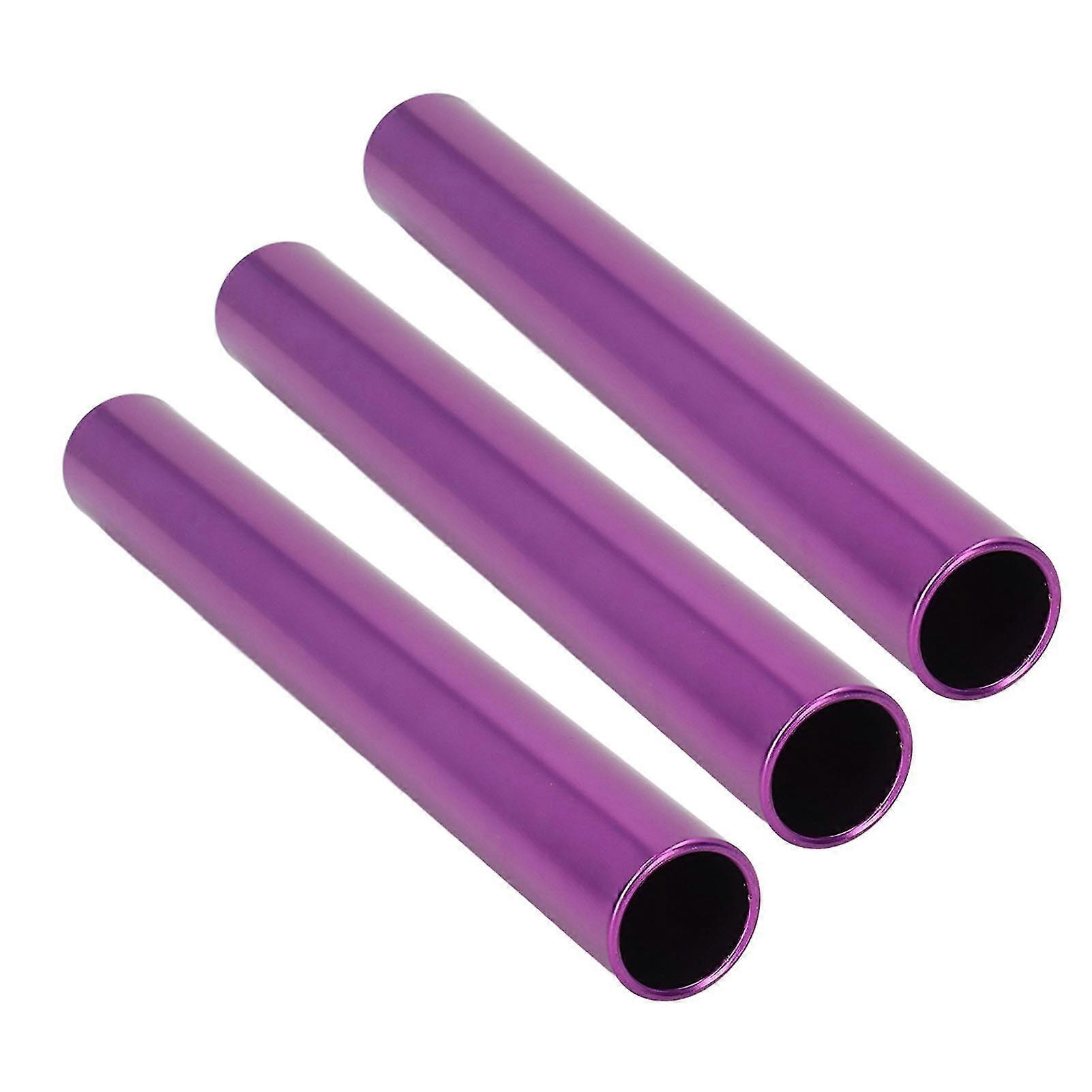 パープル 3PCS コンペティションリレーバトン - 明るい色、トレーニングおよびトラック競技用の中空彫刻アルミニウム合金